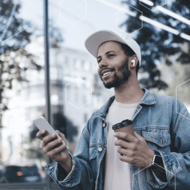 Man listening to bluetooth sound
