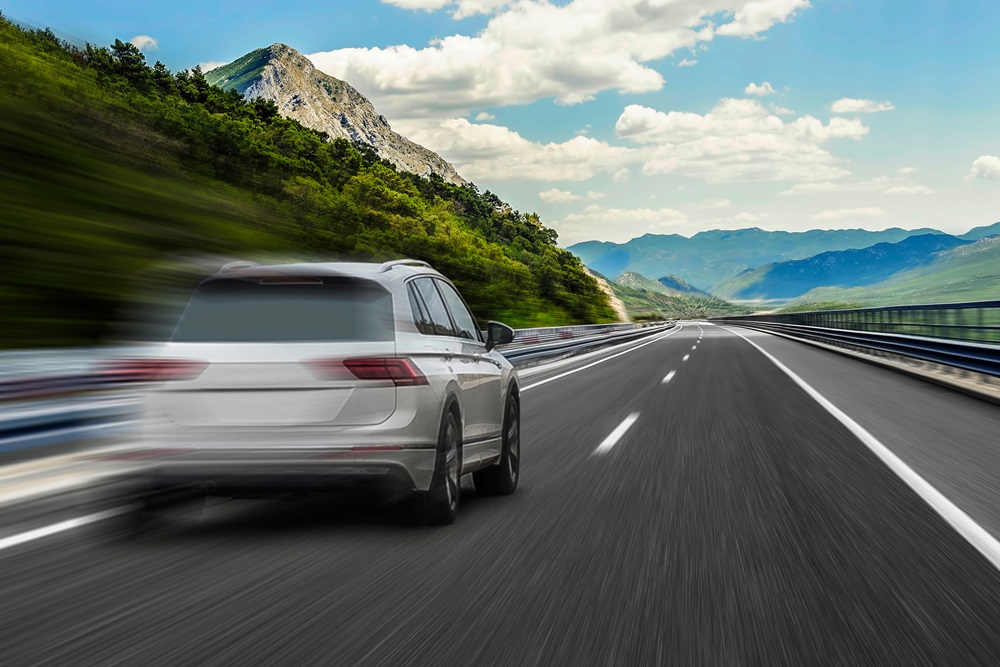 Vehicle driving on road